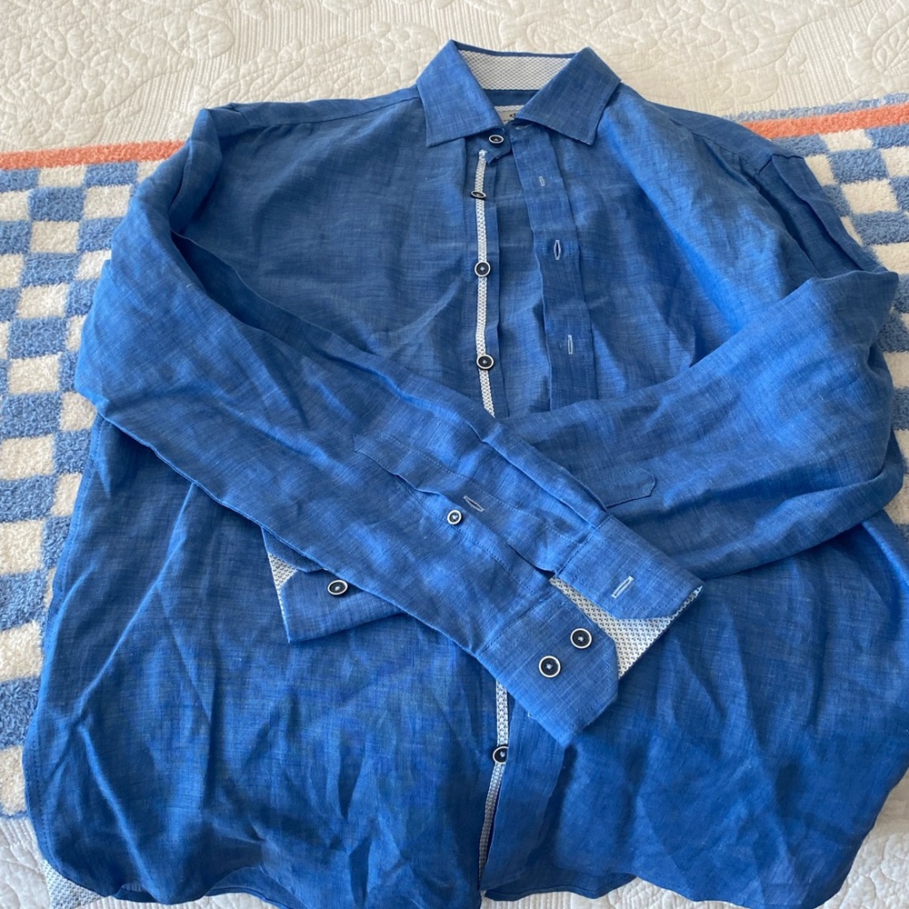Report Collection Blue Casual Button Down Shirt - Picture 2 of 2